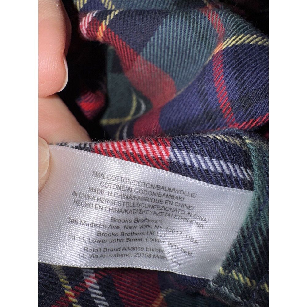 Brooks Brothers 346 Shirt Mens Medium Button Up Plaid Long Sleeve Red Green Cozy - Picture 4 of 5